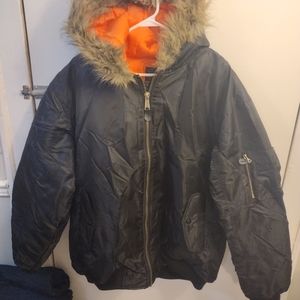 Arctic Pole Military Flight Bomber Jacket Full Zip Mens (XL) Black